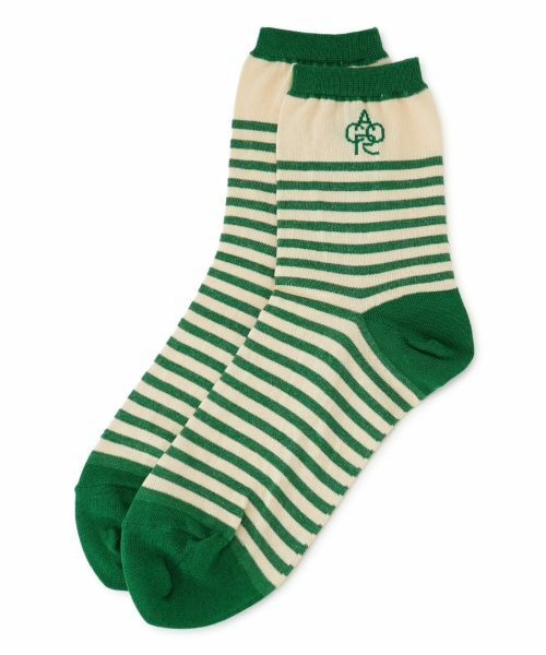 CARA O CRUZ / キャラ・オ・クルス ソックス | ボーダーショートソックス（グリーン系）