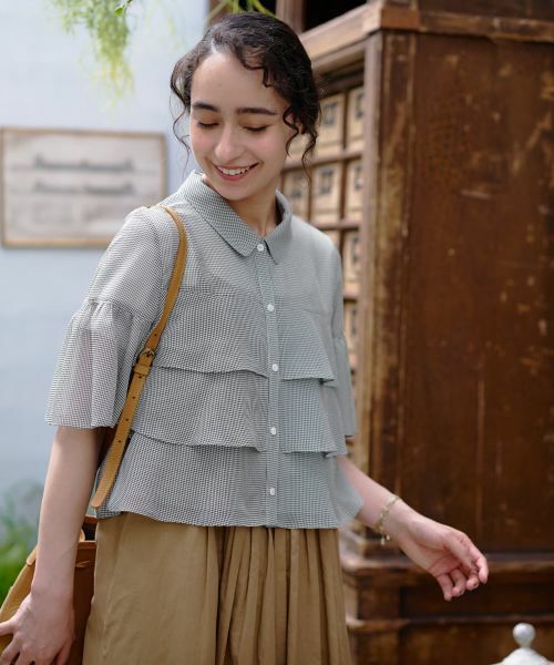 CARA O CRUZ/キャラ・オ・クルス ティアードブラウス ベージュ 11(L) CARA O CRUZ/キャラ・オ・クルス ティアードブラウス ベージュ 11(L)