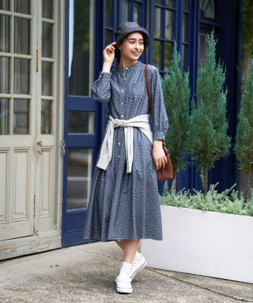 CARA O CRUZ / キャラ・オ・クルス ドレス | 小花柄インディゴデニムのワンピース | 詳細7