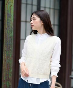 CARA O CRUZ / キャラ・オ・クルス テーラードジャケット | 透かし編みニットベスト