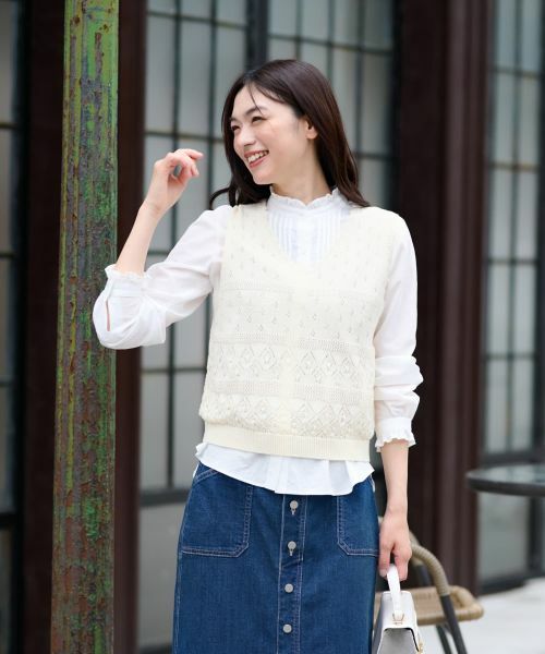 CARA O CRUZ / キャラ・オ・クルス テーラードジャケット | 透かし編みニットベスト | 詳細14