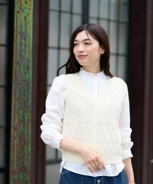 CARA O CRUZ / キャラ・オ・クルス テーラードジャケット | 透かし編みニットベスト | 詳細15