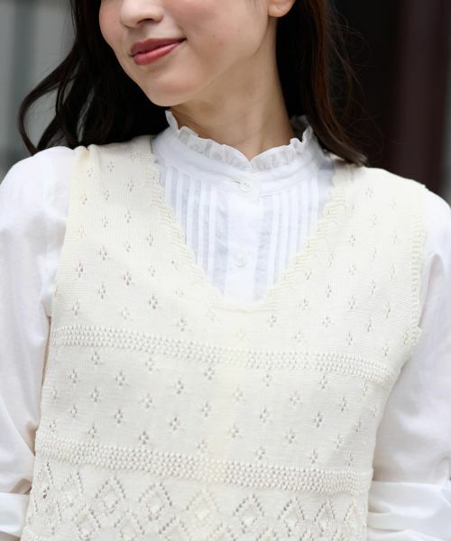 CARA O CRUZ / キャラ・オ・クルス テーラードジャケット | 透かし編みニットベスト | 詳細23