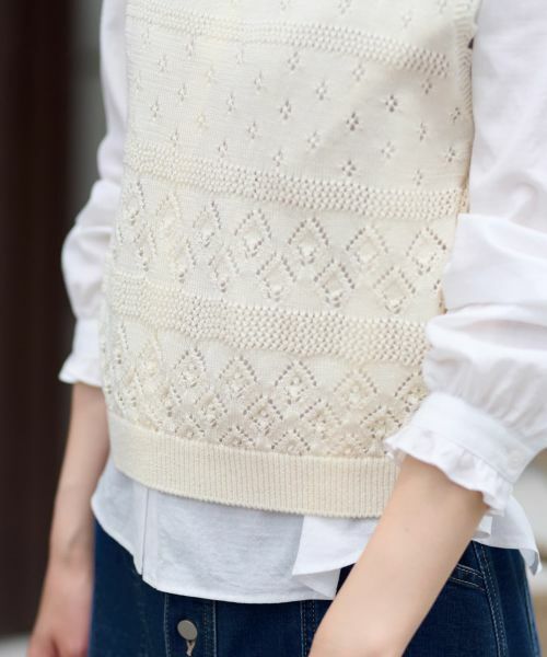 CARA O CRUZ / キャラ・オ・クルス テーラードジャケット | 透かし編みニットベスト | 詳細25