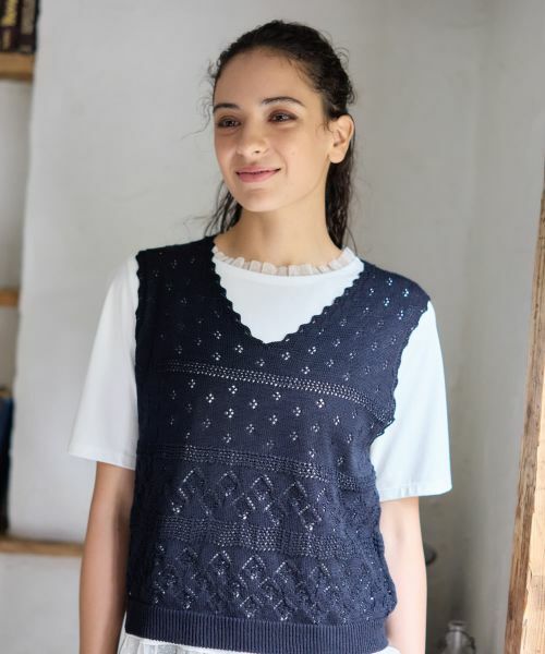 CARA O CRUZ / キャラ・オ・クルス テーラードジャケット | 透かし編みニットベスト | 詳細3