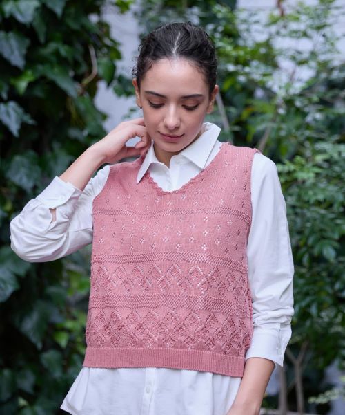 CARA O CRUZ / キャラ・オ・クルス テーラードジャケット | 透かし編みニットベスト | 詳細5