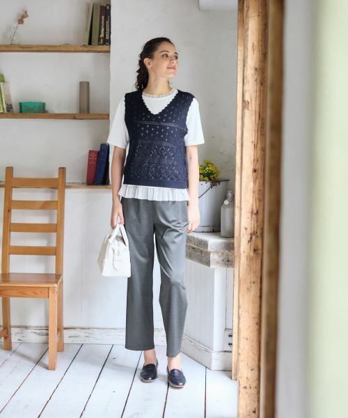 CARA O CRUZ / キャラ・オ・クルス テーラードジャケット | 透かし編みニットベスト | 詳細8