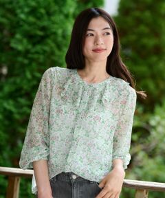 CARA O CRUZ / キャラ・オ・クルス シャツ・ブラウス | 小花柄フリルネックブラウス 【WILLIAM MORRIS】【35th】