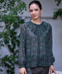 CARA O CRUZ / キャラ・オ・クルス シャツ・ブラウス | 小花柄フリルネックブラウス 【WILLIAM MORRIS】【35th】