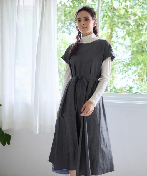 CARA O CRUZ / キャラ・オ・クルス ドレス | デニム調フレアワンピース【CoC by CARA O CRUZ】(ブラック)