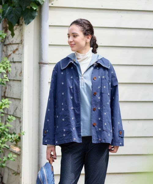 CARA O CRUZ/キャラ・オ・クルス 刺繍シャツジャケット ブルー系 11(L) CARA O CRUZ/キャラ・オ・クルス 刺繍シャツジャケット ブルー系 11(L)