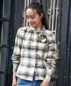 CARA O CRUZ / キャラ・オ・クルス シャツ・ブラウス | コサージュ付チェックシャツ【SOMELOS】【35th】