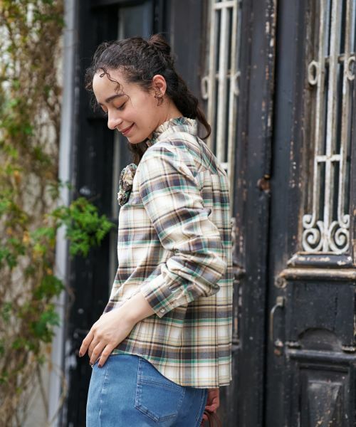 CARA O CRUZ / キャラ・オ・クルス シャツ・ブラウス | コサージュ付チェックシャツ【SOMELOS】【35th】 | 詳細4