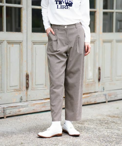 CARA O CRUZ / キャラ・オ・クルス その他パンツ | 千鳥格子柄テーパードパンツ【セットアップ】 | 詳細1