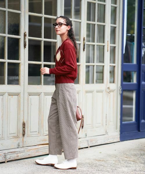 CARA O CRUZ / キャラ・オ・クルス その他パンツ | 千鳥格子柄テーパードパンツ【セットアップ】 | 詳細10