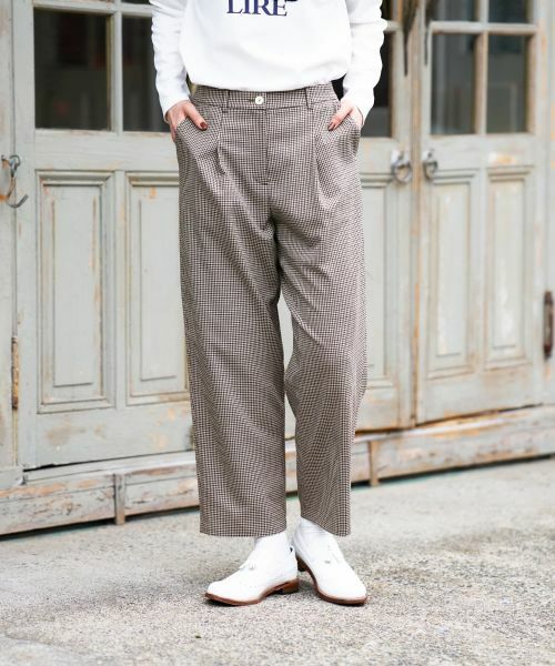 CARA O CRUZ / キャラ・オ・クルス その他パンツ | 千鳥格子柄テーパードパンツ【セットアップ】 | 詳細2