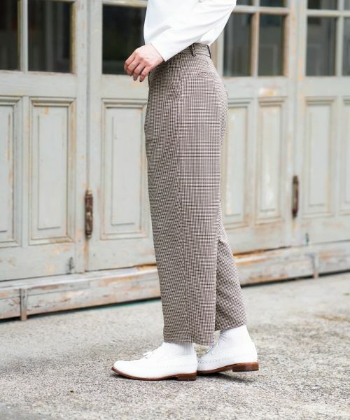 CARA O CRUZ / キャラ・オ・クルス その他パンツ | 千鳥格子柄テーパードパンツ【セットアップ】 | 詳細3