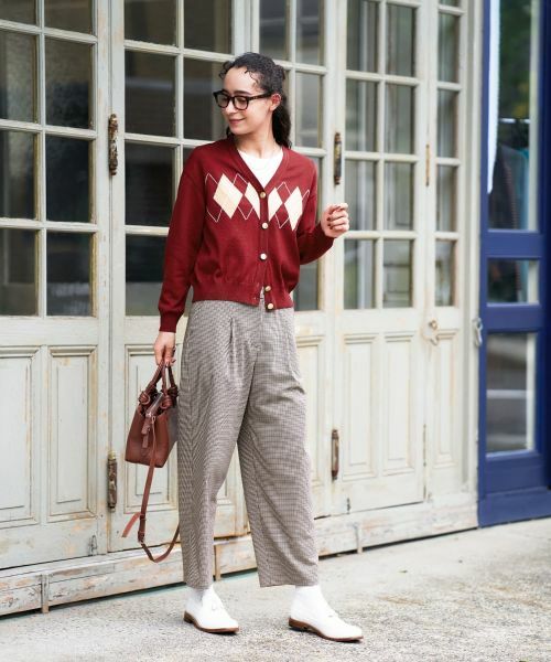 CARA O CRUZ / キャラ・オ・クルス その他パンツ | 千鳥格子柄テーパードパンツ【セットアップ】 | 詳細8