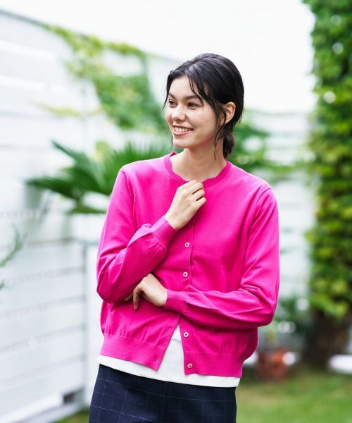 CARA O CRUZ / キャラ・オ・クルス カーディガン・ボレロ | 洗える 配色刺繍ボタンのクルーネックカーディガン | 詳細4