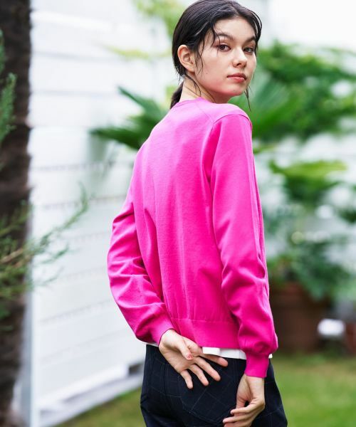 CARA O CRUZ / キャラ・オ・クルス カーディガン・ボレロ | 洗える 配色刺繍ボタンのクルーネックカーディガン | 詳細7