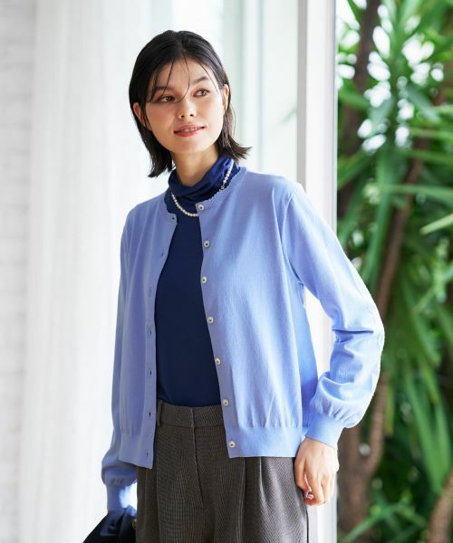 CARA O CRUZ / キャラ・オ・クルス カーディガン・ボレロ | 洗える 配色刺繍ボタンのクルーネックカーディガン | 詳細9