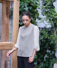 CARA O CRUZ / キャラ・オ・クルス カットソー | 切替ボリュームスリーブカットソー