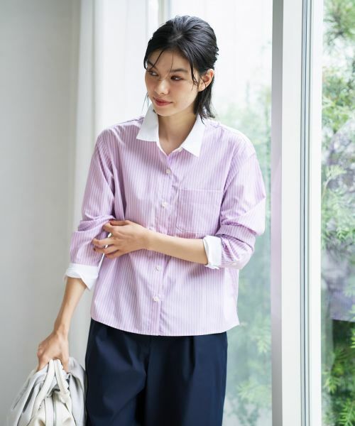 CARA O CRUZ / キャラ・オ・クルス シャツ・ブラウス | クレリックストライプシャツ | 詳細1