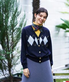 CARA O CRUZ / キャラ・オ・クルス カーディガン・ボレロ | アーガイルのVネックカーディガン