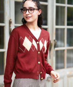 CARA O CRUZ / キャラ・オ・クルス カーディガン・ボレロ | アーガイルのVネックカーディガン