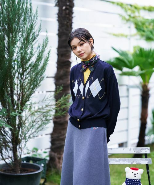 CARA O CRUZ / キャラ・オ・クルス カーディガン・ボレロ | アーガイルのVネックカーディガン | 詳細1