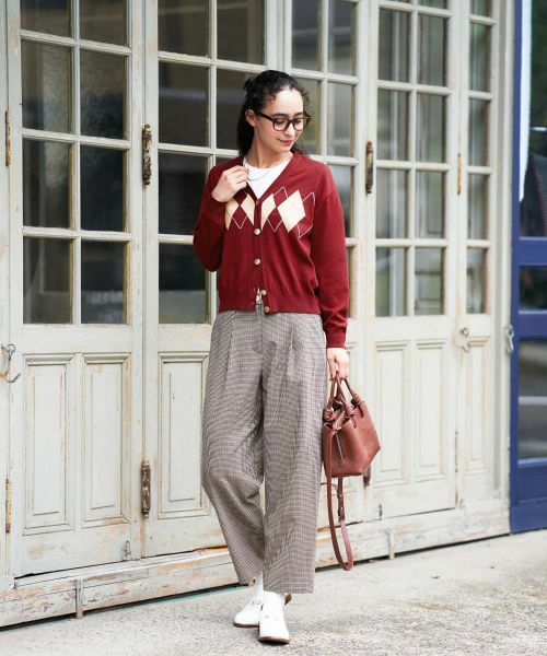 CARA O CRUZ / キャラ・オ・クルス カーディガン・ボレロ | アーガイルのVネックカーディガン | 詳細16