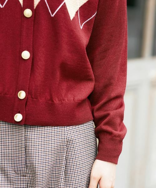 CARA O CRUZ / キャラ・オ・クルス カーディガン・ボレロ | アーガイルのVネックカーディガン | 詳細27