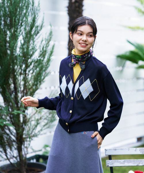 CARA O CRUZ / キャラ・オ・クルス カーディガン・ボレロ | アーガイルのVネックカーディガン | 詳細3