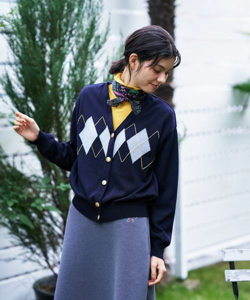 CARA O CRUZ / キャラ・オ・クルス カーディガン・ボレロ | アーガイルのVネックカーディガン | 詳細4