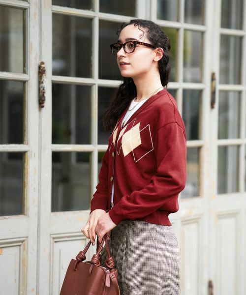 CARA O CRUZ / キャラ・オ・クルス カーディガン・ボレロ | アーガイルのVネックカーディガン | 詳細7