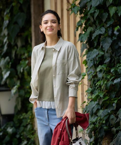 CARA O CRUZ/キャラ・オ・クルス チェックシャツブラウス【CoC by CARA O CRUZ】 ベージュ 11(L)