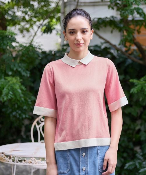 CARA O CRUZ / キャラ・オ・クルス ニット・セーター | 襟付きバイカラープルオーバー【CoC by CARA O CRUZ】 | 詳細2