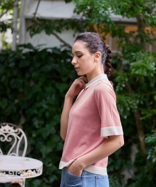 CARA O CRUZ / キャラ・オ・クルス ニット・セーター | 襟付きバイカラープルオーバー【CoC by CARA O CRUZ】 | 詳細3