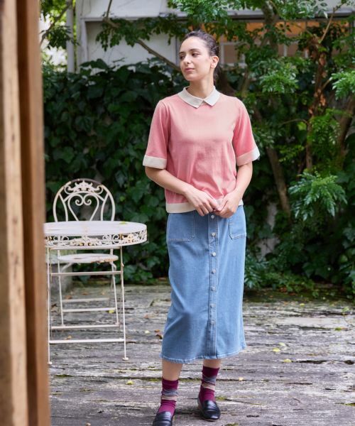 CARA O CRUZ / キャラ・オ・クルス ニット・セーター | 襟付きバイカラープルオーバー【CoC by CARA O CRUZ】 | 詳細6