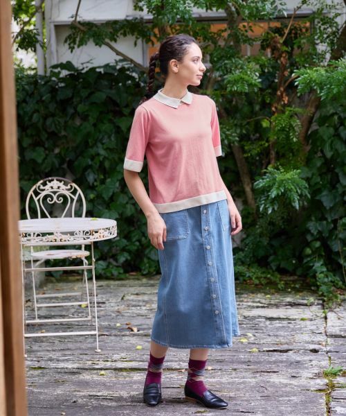 CARA O CRUZ / キャラ・オ・クルス ニット・セーター | 襟付きバイカラープルオーバー【CoC by CARA O CRUZ】 | 詳細8