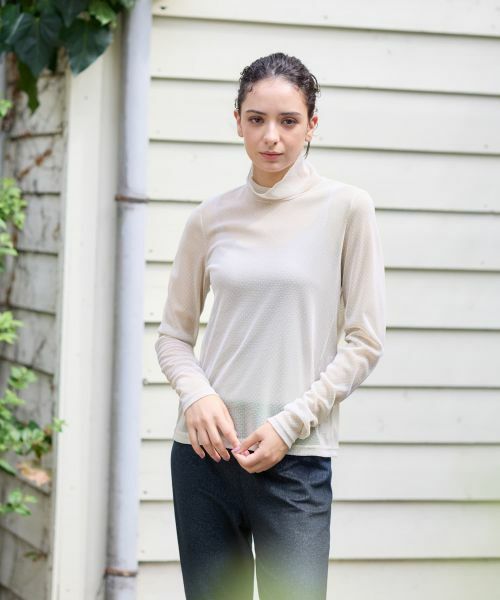 CARA O CRUZ/キャラ・オ・クルス ドットのパワーネットカットソー【CoC by CARA O CRUZ】 ライトベージュ 11(L)