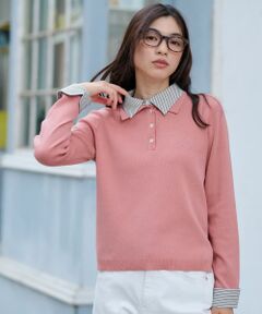 CARA O CRUZ / キャラ・オ・クルス ニット・セーター | ストライプ襟＆カフス付きポロニット