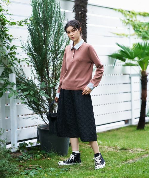 CARA O CRUZ / キャラ・オ・クルス ニット・セーター | ストライプ襟＆カフス付きポロニット | 詳細11