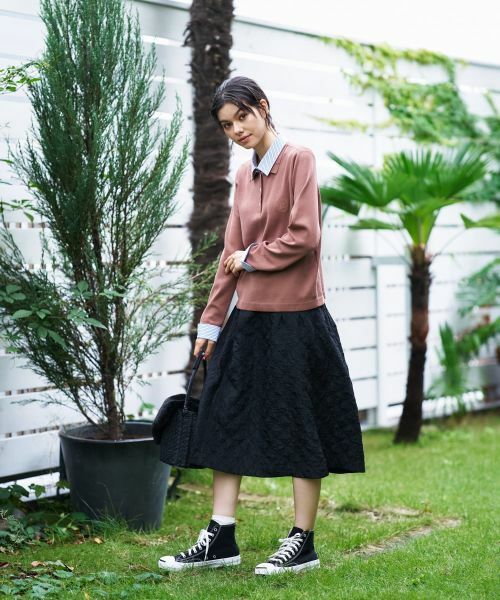 CARA O CRUZ / キャラ・オ・クルス ニット・セーター | ストライプ襟＆カフス付きポロニット | 詳細14