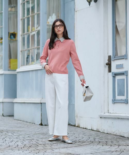 CARA O CRUZ / キャラ・オ・クルス ニット・セーター | ストライプ襟＆カフス付きポロニット | 詳細15