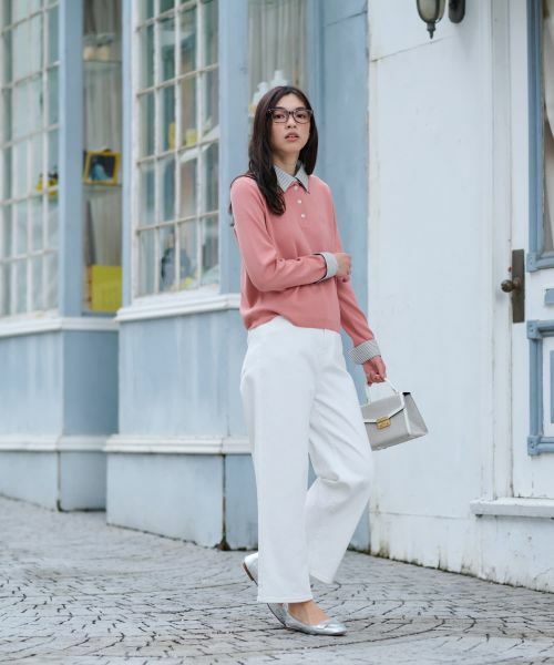 CARA O CRUZ / キャラ・オ・クルス ニット・セーター | ストライプ襟＆カフス付きポロニット | 詳細16