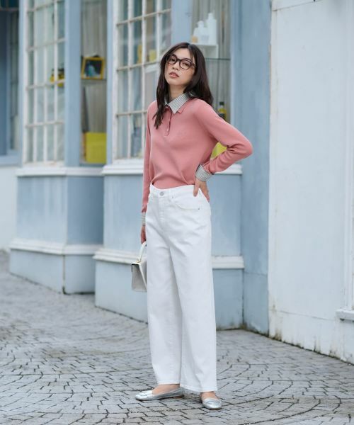 CARA O CRUZ / キャラ・オ・クルス ニット・セーター | ストライプ襟＆カフス付きポロニット | 詳細20