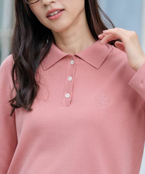 CARA O CRUZ / キャラ・オ・クルス ニット・セーター | ストライプ襟＆カフス付きポロニット | 詳細25