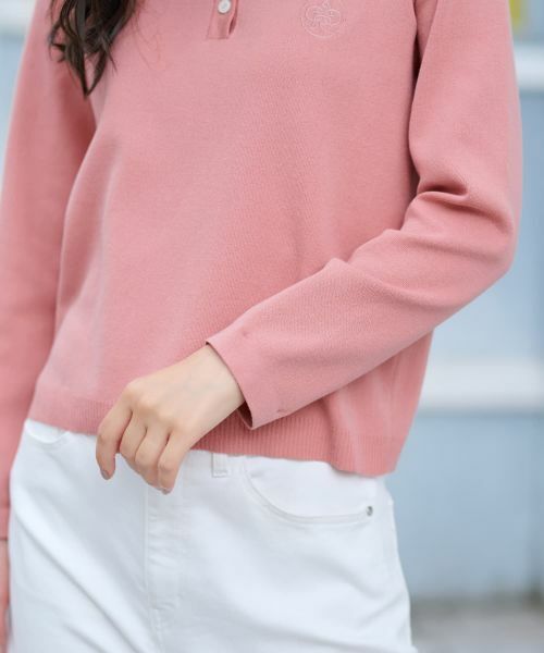 CARA O CRUZ / キャラ・オ・クルス ニット・セーター | ストライプ襟＆カフス付きポロニット | 詳細26