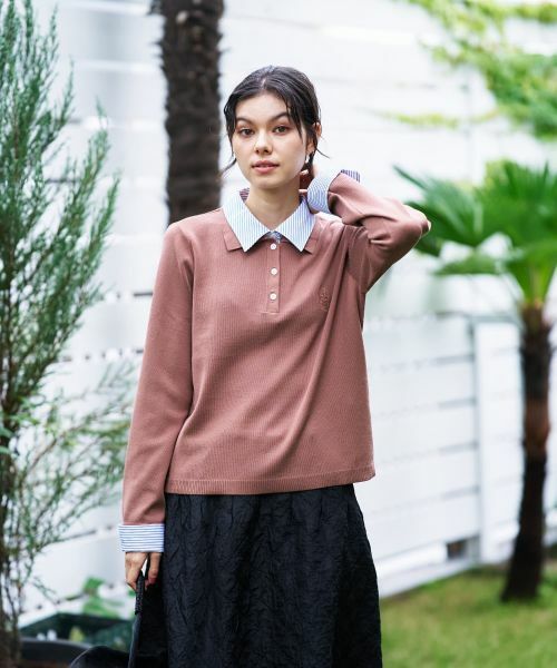 CARA O CRUZ / キャラ・オ・クルス ニット・セーター | ストライプ襟＆カフス付きポロニット | 詳細3